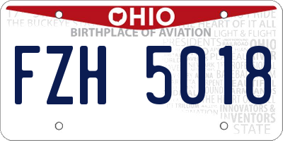 OH license plate FZH5018