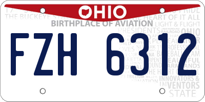 OH license plate FZH6312