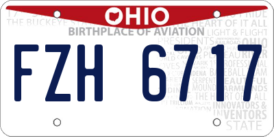 OH license plate FZH6717