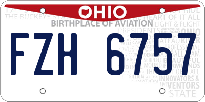 OH license plate FZH6757