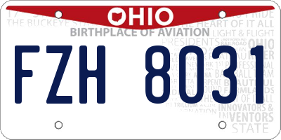 OH license plate FZH8031