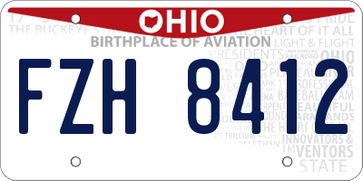 OH license plate FZH8412