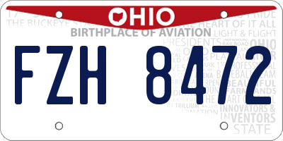 OH license plate FZH8472