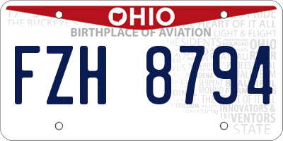 OH license plate FZH8794