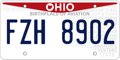 OH license plate FZH8902