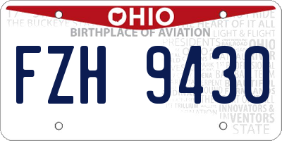 OH license plate FZH9430