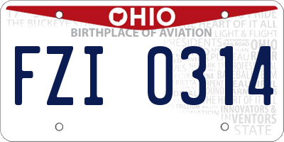 OH license plate FZI0314