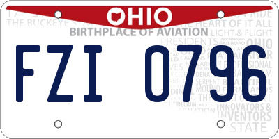 OH license plate FZI0796