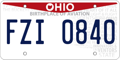 OH license plate FZI0840