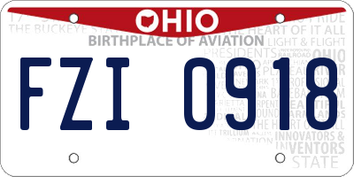 OH license plate FZI0918
