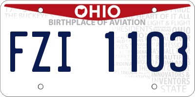 OH license plate FZI1103