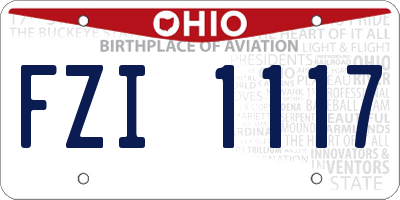 OH license plate FZI1117