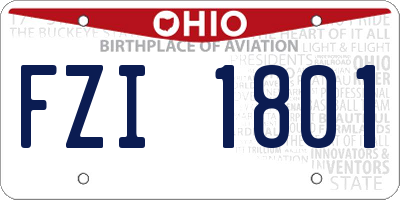 OH license plate FZI1801