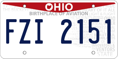 OH license plate FZI2151