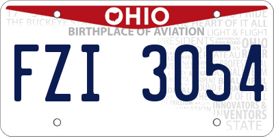 OH license plate FZI3054