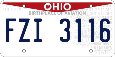 OH license plate FZI3116