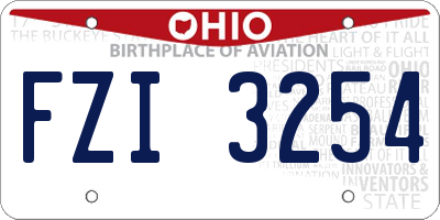 OH license plate FZI3254