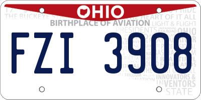 OH license plate FZI3908