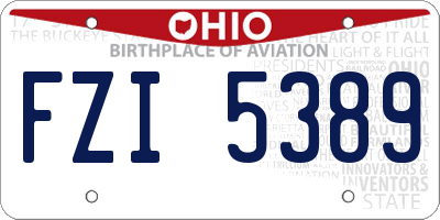 OH license plate FZI5389