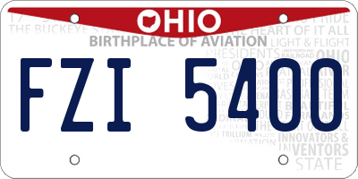 OH license plate FZI5400
