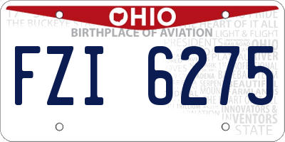OH license plate FZI6275