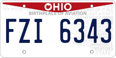 OH license plate FZI6343