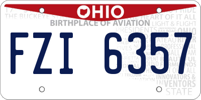 OH license plate FZI6357