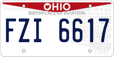 OH license plate FZI6617