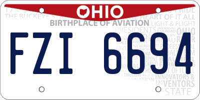 OH license plate FZI6694