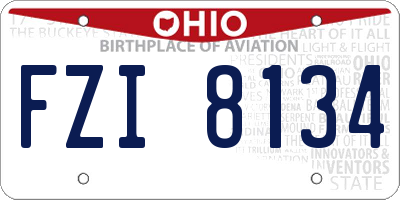 OH license plate FZI8134