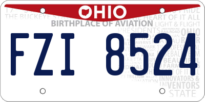 OH license plate FZI8524