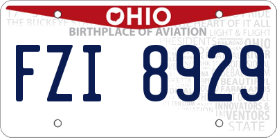 OH license plate FZI8929