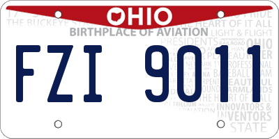 OH license plate FZI9011