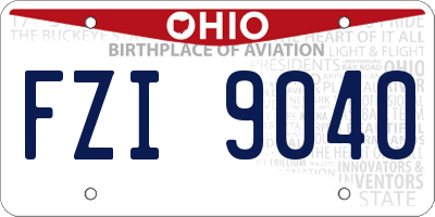 OH license plate FZI9040