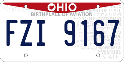 OH license plate FZI9167