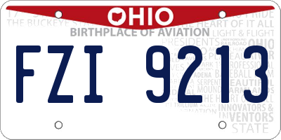 OH license plate FZI9213