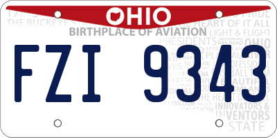 OH license plate FZI9343
