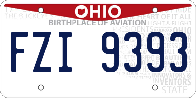 OH license plate FZI9393