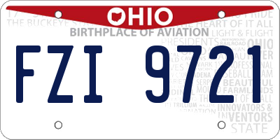 OH license plate FZI9721