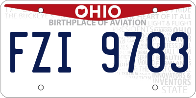 OH license plate FZI9783