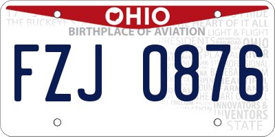 OH license plate FZJ0876
