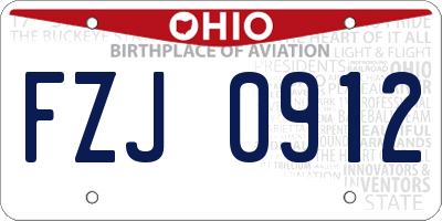 OH license plate FZJ0912