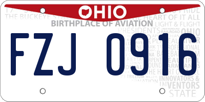 OH license plate FZJ0916