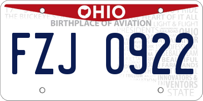 OH license plate FZJ0922