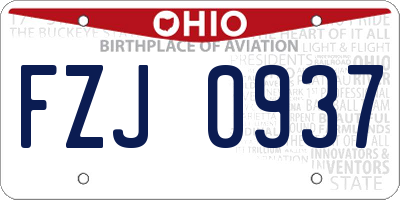 OH license plate FZJ0937