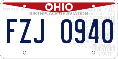 OH license plate FZJ0940