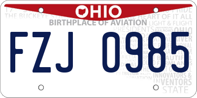 OH license plate FZJ0985