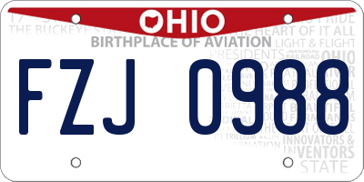 OH license plate FZJ0988