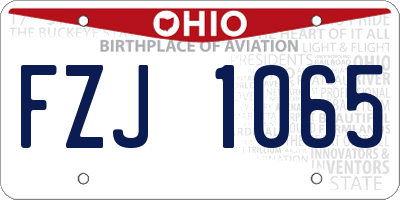 OH license plate FZJ1065