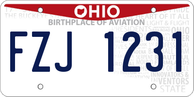 OH license plate FZJ1231